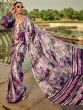 Excellent Purple Digital Printed Events Wear Satin Saree With Blouse