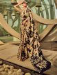 Awesome Beige Digital Printed Satin Party Wear Saree With Blouse