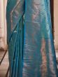 Amazing Blue Handloom Weaving Silk Events Wear Saree With Blouse