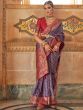 Glorious Navy-Blue Weaving Silk Reception Wear Saree With Blouse