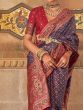Glorious Navy-Blue Weaving Silk Reception Wear Saree With Blouse