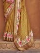 Fetching Mustard Yellow Floral Printed Silk Saree With Blouse