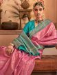 Captivating Pink Zari Weaving Silk Engagement Wear Saree