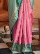 Captivating Pink Zari Weaving Silk Engagement Wear Saree