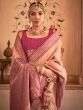 Lovely Peach Zari Weaving Silk Sangeet Wear Saree With Blouse