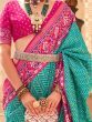 Marvelous Teal Green Digital Printed Silk Saree With Blouse