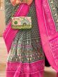 Outstanding Grey Digital Printed Silk Party Wear Saree With Blouse