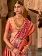 Fabulous Blue & Red Zari Weaving Silk Wedding Wear Saree