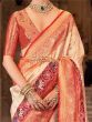 Stunning Cream Zari Weaving Silk Festive Wear Saree With Blouse