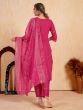 Spectacular Pink Embroidered Rayon Festive Wear Pant Suit