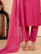 Spectacular Pink Embroidered Rayon Festive Wear Pant Suit