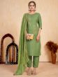 Fetching Green Embroidered Rayon Pant Suit With Dupatta