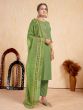 Fetching Green Embroidered Rayon Pant Suit With Dupatta
