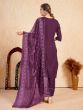 Lovely Wine Embroidered Rayon Events Wear Pant Suit With Dupatta