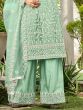 Incredible Mint Green Embroidered Net Salwar Kameez With Dupatta