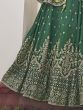 Wonderful Green Embroidered Silk Lehenga Choli With Dupatta