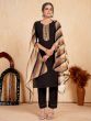 Superb Dark Brown Embroidered Silk Readymade Pant Suit With Dupatta