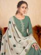 Amazing Green Embroidered Silk Festive Wear Pant Suit With Dupatta