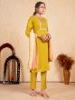 Special Yellow Embroidered Silk Events Wear Pant Suit With Dupatta