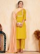 Special Yellow Embroidered Silk Events Wear Pant Suit With Dupatta