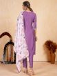 Unique Purple Embroidered Silk Readymade Pant Suit With Dupatta
