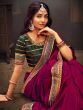 Enchanting Wine Heavy Border Silk Function Wear Saree With Blouse