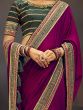 Enchanting Wine Heavy Border Silk Function Wear Saree With Blouse