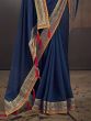 Bewitching Blue Heavy Border Silk Traditional Saree With Blouse