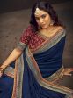 Bewitching Blue Heavy Border Silk Traditional Saree With Blouse