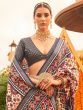 Stunning Cream Patola Printed Silk Traditional Saree With Blouse