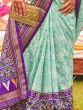 Ravished Sky-Blue Patola Printed Silk Festive Wear Saree With Blouse