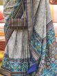 Captivating Grey Patola Printed Silk Events Wear Saree With Blouse
