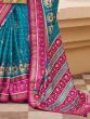 Lovely Aqua Blue Patola Print Silk Traditional Saree With Blouse