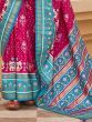 Glorious Pink Patola Print Silk Reception Wear Saree With Blouse