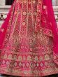 Alluring Pink Zarkan Work Velvet Bridal Wear Lehenga Choli
