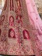 Glamorous Maroon Embroidered Work Velvet Bridal Wear Lehenga Choli
