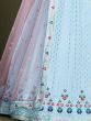 Adorable Sky Blue Embroidery Georgette Wedding Wear Lehenga Choli