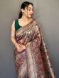 Enchanting Beige Kalamkari Printed Silk Classic Saree With Blouse