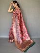 Stunning Pink Kalamkari Printed Silk Festival Wear Saree With Blouse