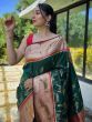 Beautiful Green Woven Paithani Silk Reception Wear Saree With Blouse