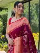 Incredible Purple Woven Paithani Silk Wedding Wear Saree With Blouse