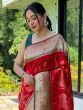 Stunning Red Woven Paithani Silk Event Wear Saree With Blouse

