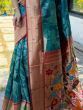 Marvelous Teal Blue Woven Paithani Silk Classic Saree With Blouse