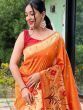 Fascinating Orange Woven Paithani Silk Festival Wear Saree With Blouse