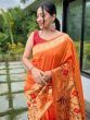 Fascinating Orange Woven Paithani Silk Festival Wear Saree With Blouse