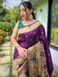 Interesting Purple Woven Paithani Silk Wedding Wear Saree With Blouse