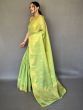 Bewitching Light Green Woven Silk Traditional Saree With Blouse
