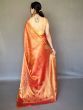 Mesmerizing Orange Woven Silk Reception Wear Saree With Blouse
