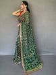 Adorable Dark Green Printed Georgette Wedding Wear Saree With Blouse