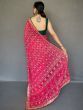 Stunning Pink Printed Georgette Wedding Wear Saree With Blouse